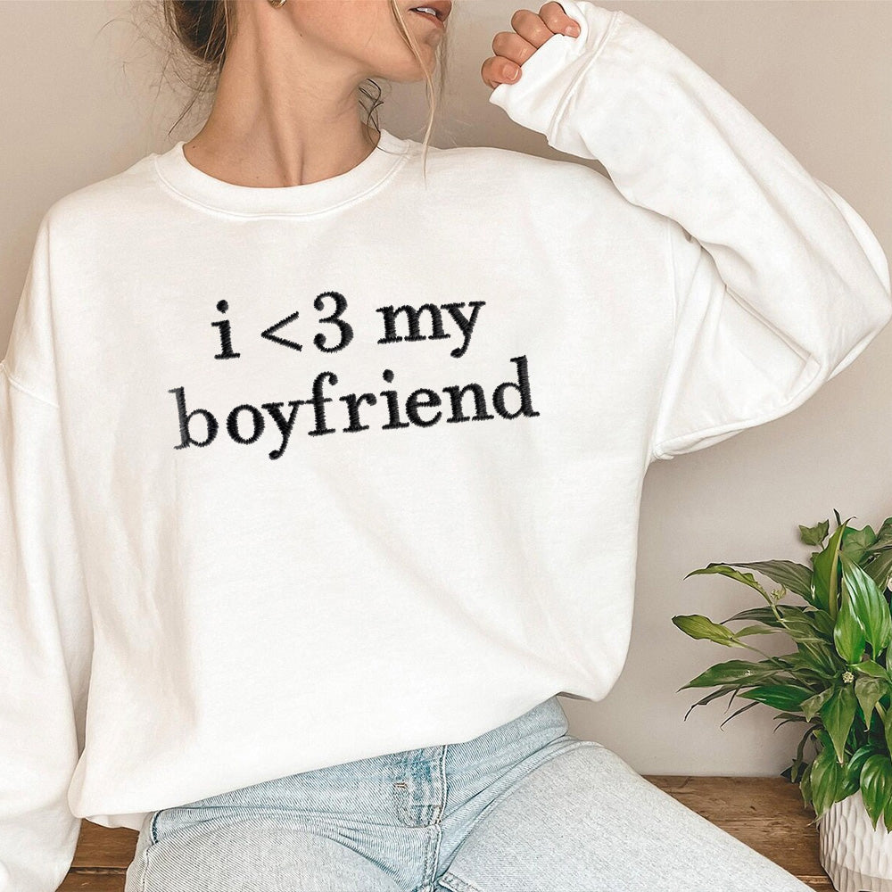 Embroidered "i love my girl/boyfriend" hoodie for couples,Personalized Couples Gifts.