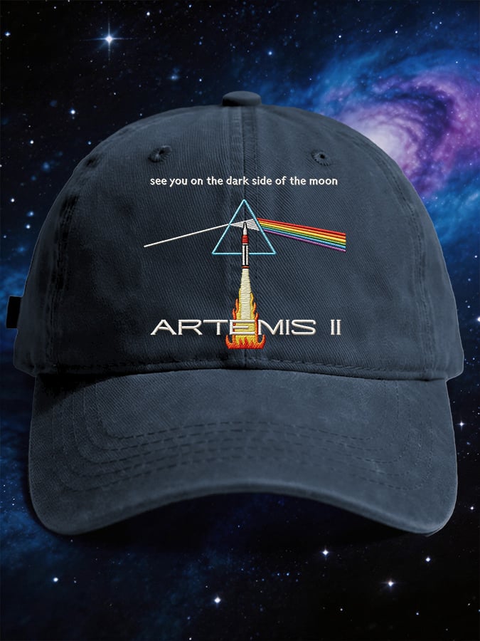 Retro Artemis II See You On The Dark Side Of The Moon Print Baseball Cap
