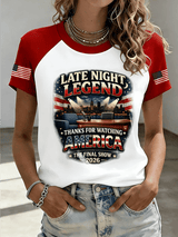 Women's "THANKS FOR WATCHING AMERICA  THE FINAL SHOW" Printed Raglan Short-Sleeved Shirt
