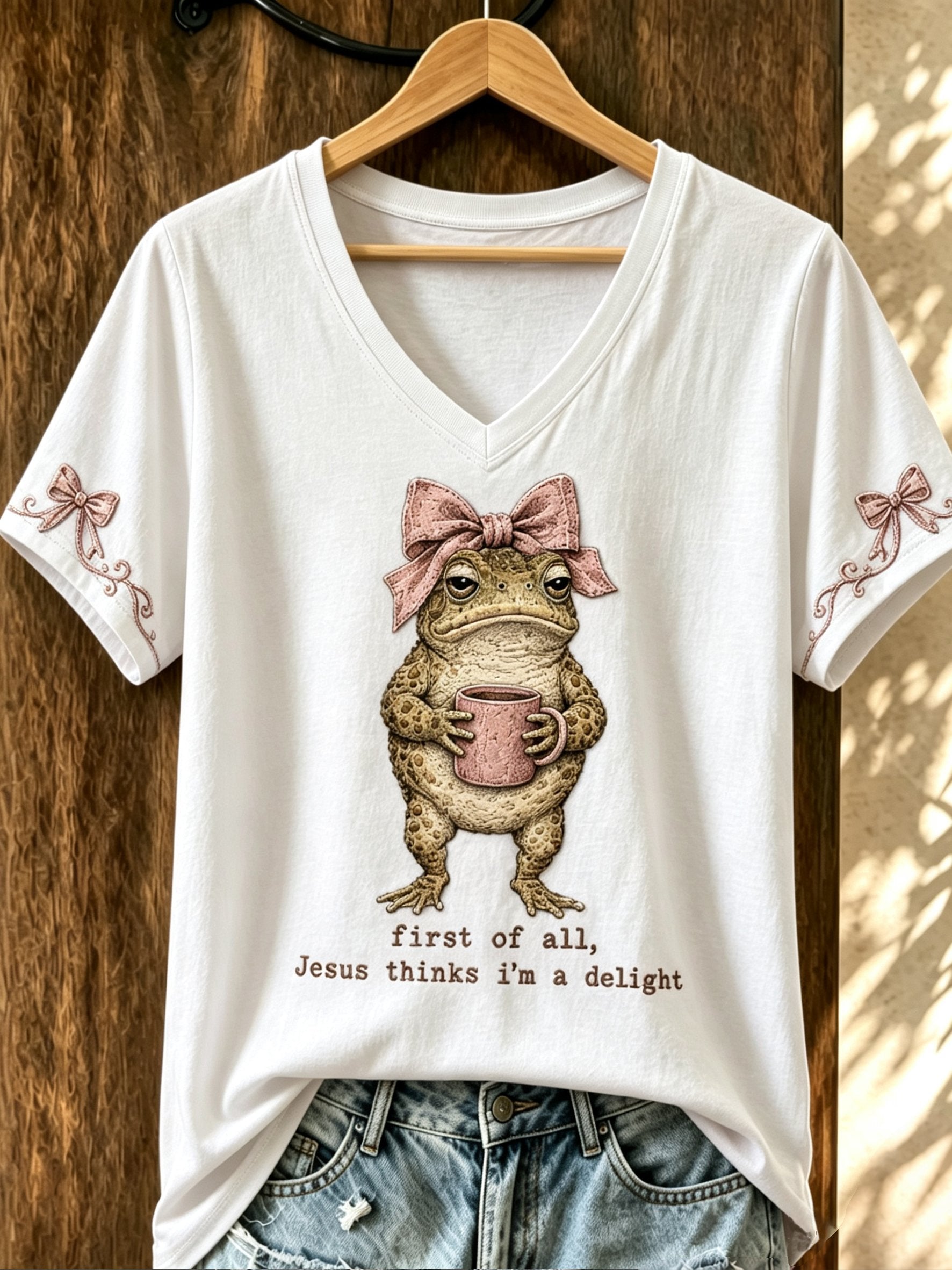 Women's Fun Frog-Print Top