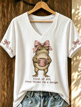 Women's Fun Frog-Print Top