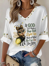 Women's If God Can Make A Bug's Butt Light Up Print Waffle T-Shirt
