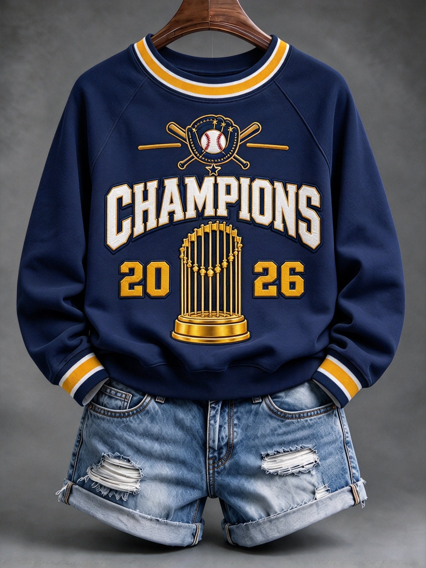 Women's Baseball Print Sweatshirt