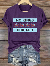 🔥Buy 3 Get 15% Off🔥Women's  No Kings Chicago Flag Print  T-Shirt