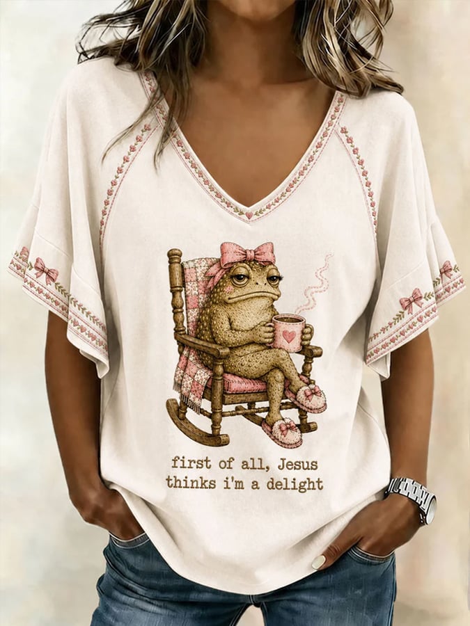 Women's "Jesus Thinks I'm Cute" Printed Casual T-Shirt