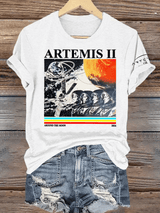 Women's  Lunar Landing Character Print T-Shirt