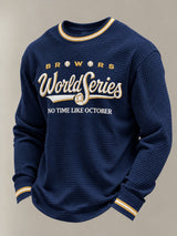 Men's Baseball Print Waffle Long Sleeve T-Shirt