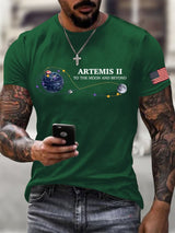Men's To The Moon And Beyond Print Round Neck T-shirt