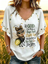 Women's If God Can Make A Bug's Butt Light Up V-neck T-shirt