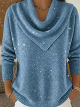 🎄 CLEARANCE SALE🔥 Vintage Soft Triangle Neck Sequined Shiny Sweater Top