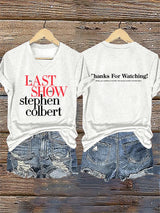 V-Neck Retro Last Show Print T-Shirt