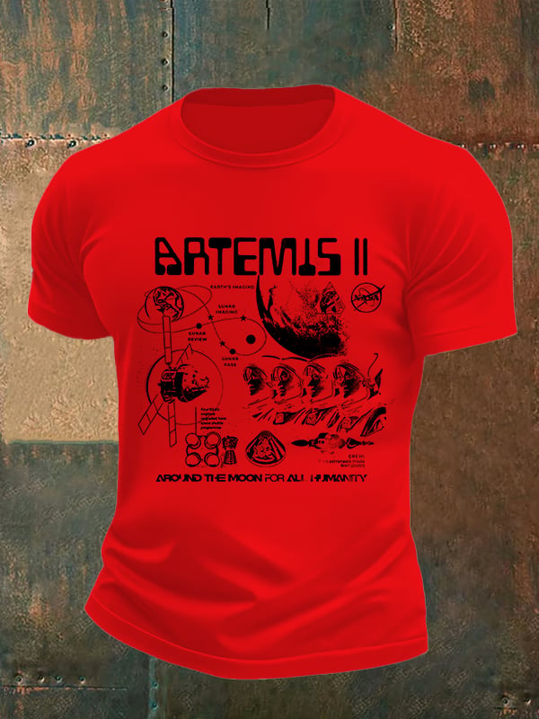 Men's  Lunar Landing Character Print T-Shirt