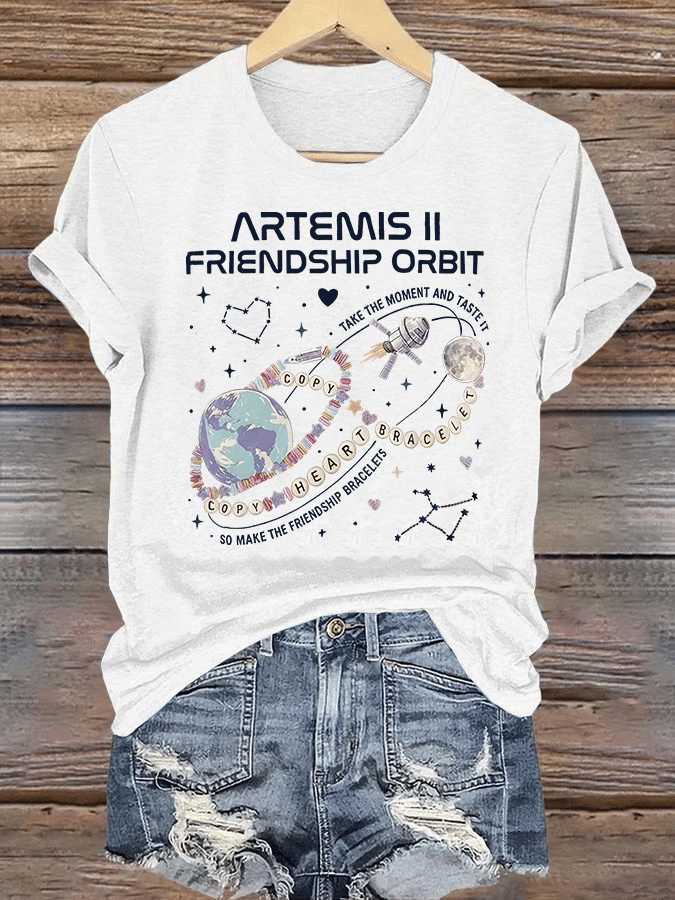 Women's  Fun Planet Print T-Shirt