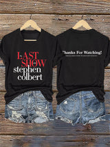 V-Neck Retro Last Show Print T-Shirt