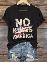 🔥Buy 3 Get 15% Off🔥V-neck Retro No Kings In America Print T-Shirt
