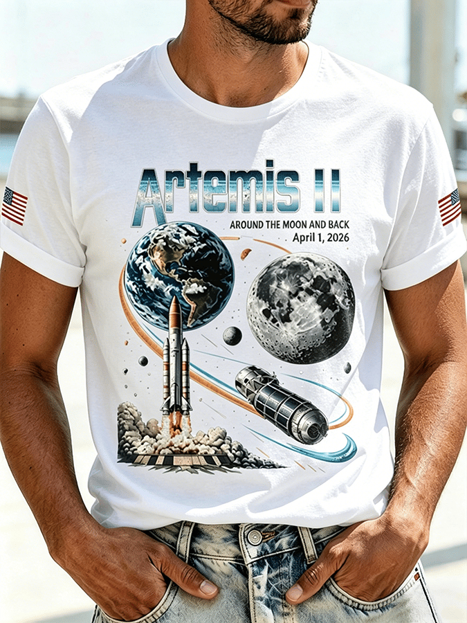 Men's Artemis II Mission Lunar Orbiting Short-Sleeve T-Shirt