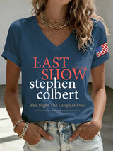 V-Neck Retro Last Show 05.21.2026 The Night The Laughter Died After The Opening Monol, Hopefully People Laughed During The Show Print T-Shirt