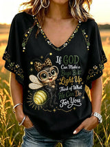 Women's If God Can Make A Bug's Butt Light Up V-neck T-shirt