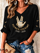 Women's Casual Print Waffle-Knit Top