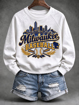 Women's Baseball Print Sweatshirt