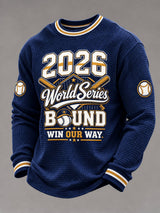 Men's Baseball Print Waffle Long Sleeve T-Shirt