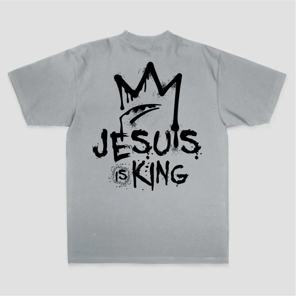Jesus Is King Crown Graffiti Print Printed Women's T-shirt