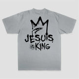 Jesus Is King Crown Graffiti Print Printed Women's T-shirt