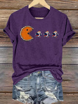 Women's  Funny Turkey Chasing Pie Sublimation FDT Thanksgiving  T-Shirt