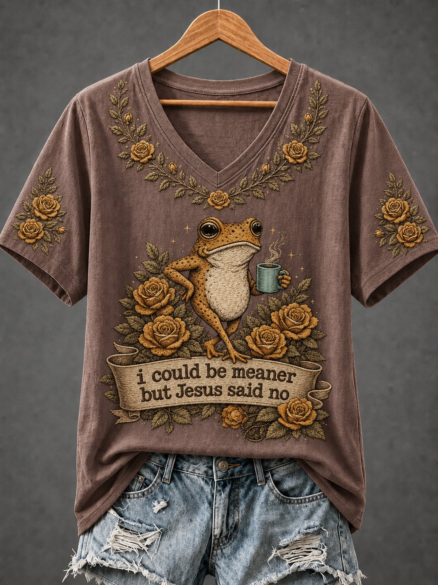 Women's Fun Frog-Print Top