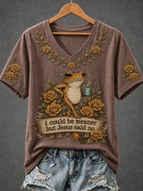 Women's Fun Frog-Print Top