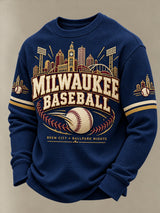 Men's Milwaukee Baseball Brew City Ballpark Nights Print Waffle Long Sleeve T-Shirt