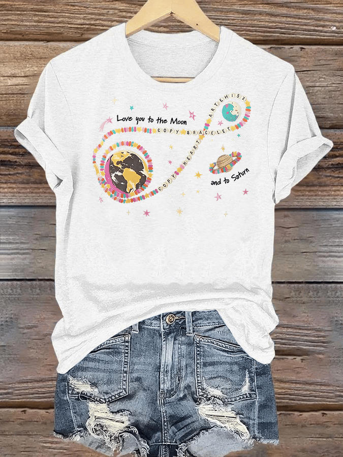 Women's  Fun Planet Print T-Shirt