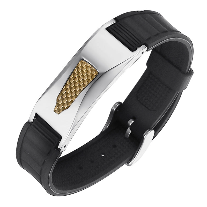 Energy elements stainless steel curved brand silicone bracelet titanium bracelet