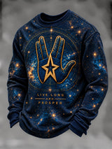 Men’S Casual Commemorative-Edition Printed Waffle-Knit Top