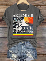 Women's  Lunar Landing Character Print T-Shirt