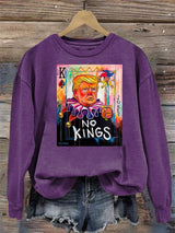Women's   No Kings In America Print Casual  Sweatshirt