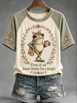 ”First Of All Jesus Thinks I'm A Delight“ Casual Raglan Short-Sleeved T-Shirt