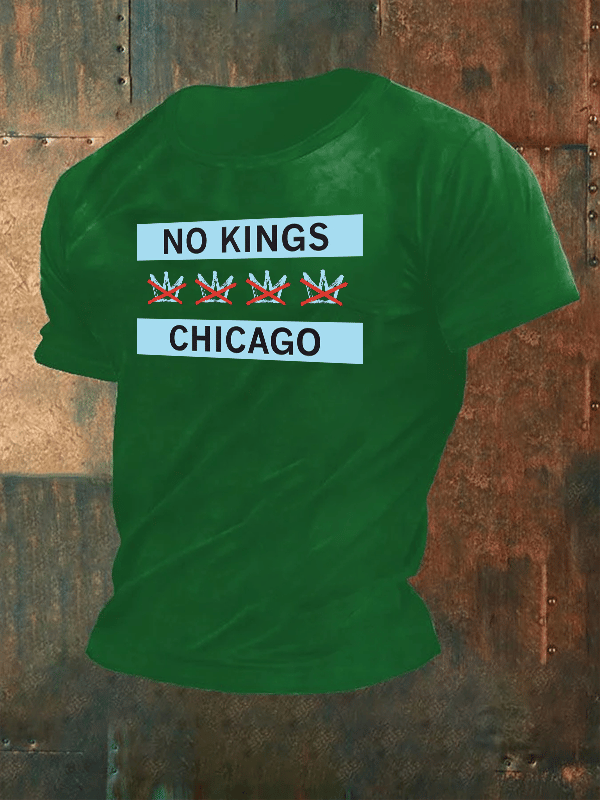 🔥Buy 3 Get 15% Off🔥Men's  No Kings Chicago Flag Print  T-Shirt