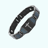 Men's Jesus cross magnetic carbon fiber titanium bracelet