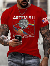 Men's Retro Artemis II Dark Side Of The Moon Print T-Shirt