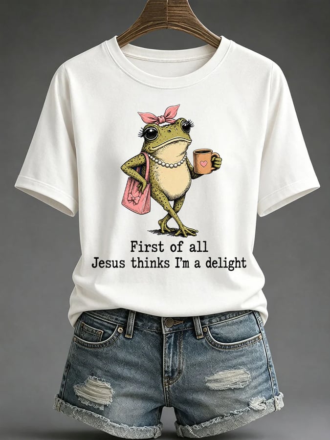 Women's "Jesus Thinks I'm Cute" Printed Casual T-Shirt