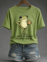 Women's I Could Be Meaner But Jesus Said No Print T-Shirt