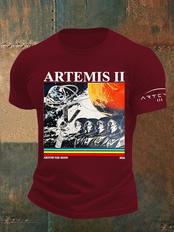 Men's  Lunar Landing Character Print T-Shirt