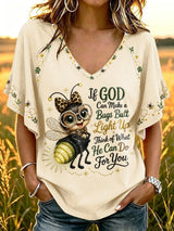 Women's If God Can Make A Bug's Butt Light Up V-neck T-shirt
