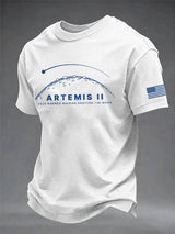 Men's 2026 Manned Mission Orbiting The Moon Print Round Neck T-shirt
