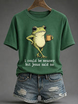 Women's I Could Be Meaner But Jesus Said No Print T-Shirt
