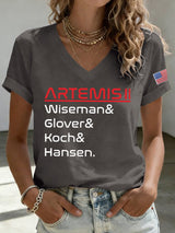 Women's Crewed Again Print V Neck T-shirt