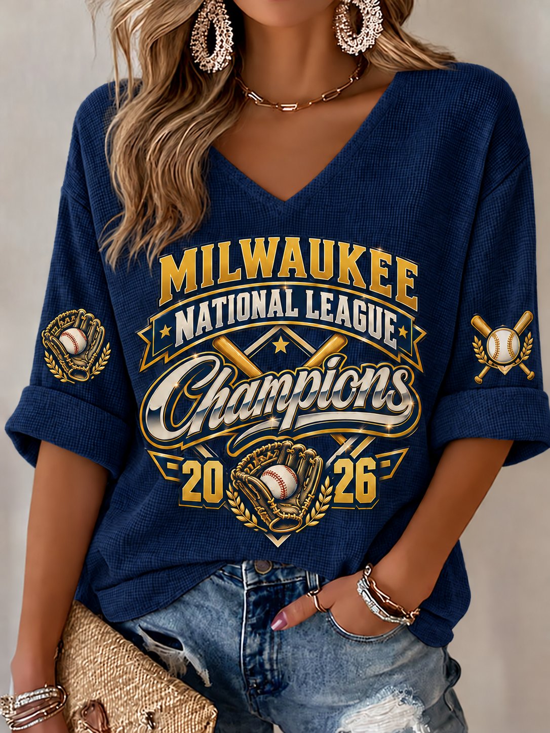 Women's Baseball Printed T-shirt