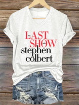 V-Neck Retro Last Show Print T-Shirt