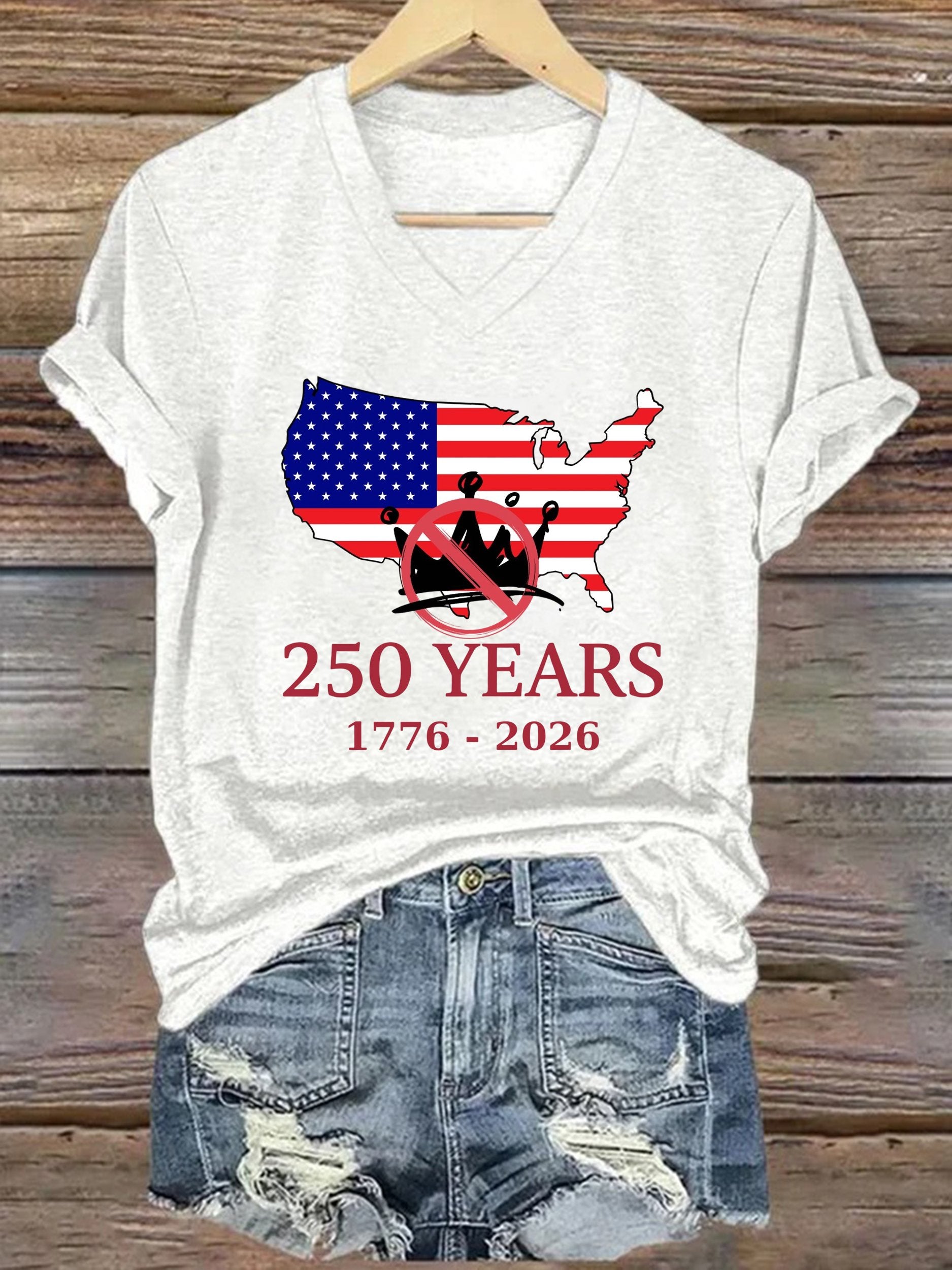 🔥Buy 3 Get 15% Off Women's 1776-2026 No Kings Print T-shirt